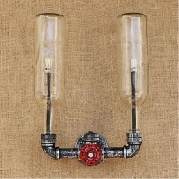 Applique da parete industriale retrò con interruttore, E27, 2 lampadine incluse
