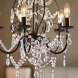 Lampadario decorativo in cristallo stile country 1 livello, catena regolabile