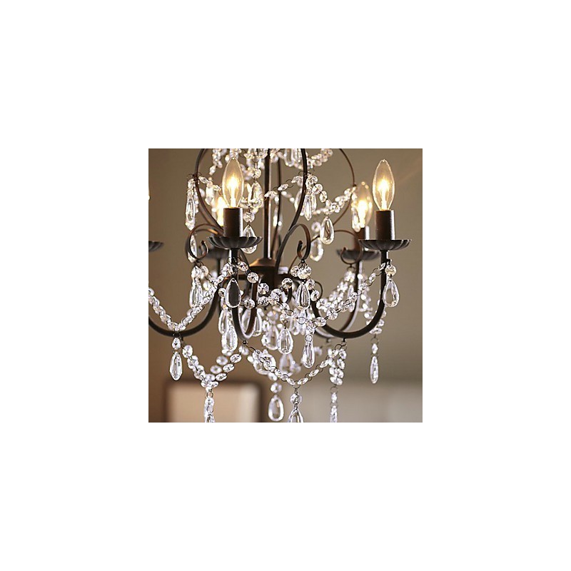 Lampadario decorativo in cristallo stile country 1 livello, catena regolabile