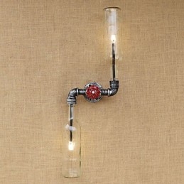 Applique da parete rustica in ottone con luce ambientale E27 2 lampadine