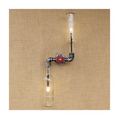 Applique da parete rustica in ottone con luce ambientale E27 2 lampadine