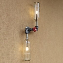 Applique da parete rustica in ottone con luce ambientale E27 2 lampadine