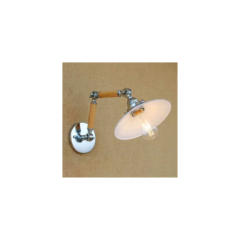 Applique da parete cromata con braccio oscillante, luce ambientale, lampadina E26/E27 4 W