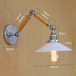 Applique da parete cromata con braccio oscillante, luce ambientale, lampadina E26/E27 4 W