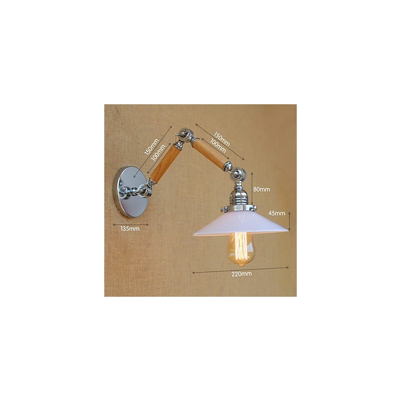 Applique da parete cromata con braccio oscillante, luce ambientale, lampadina E26/E27 4 W