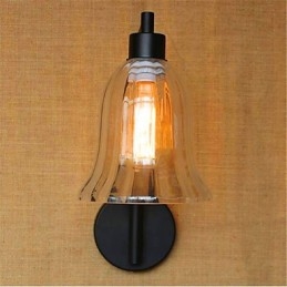 Applique da parete con braccio oscillante, finitura in ossido nero, luce ambientale, stile rustico