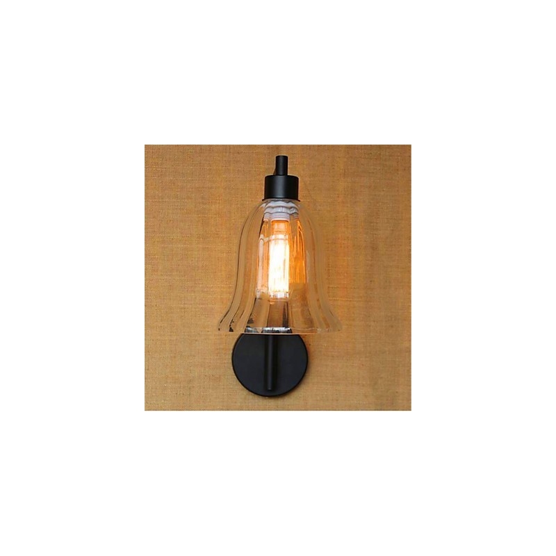 Applique da parete con braccio oscillante, finitura in ossido nero, luce ambientale, stile rustico