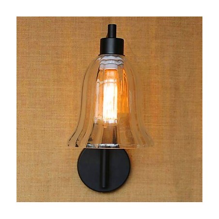 Applique da parete con braccio oscillante, finitura in ossido nero, luce ambientale, stile rustico