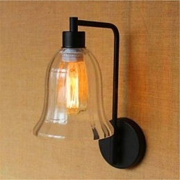 Applique da parete con braccio oscillante, finitura in ossido nero, luce ambientale, stile rustico