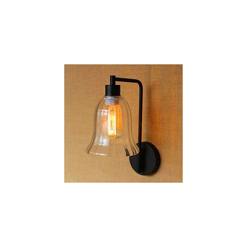 Applique da parete con braccio oscillante, finitura in ossido nero, luce ambientale, stile rustico