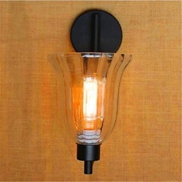 Applique da parete con braccio oscillante, finitura in ossido nero, luce ambientale, stile rustico