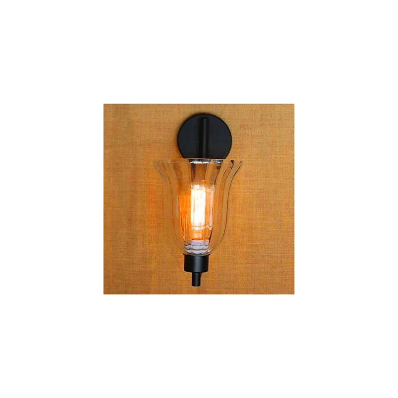 Applique da parete con braccio oscillante, finitura in ossido nero, luce ambientale, stile rustico