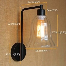Applique da parete con braccio oscillante, finitura in ossido nero, luce ambientale, stile rustico