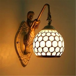 Applique da parete moderna cromata in vetro e resina, 1 lampadina E26/E27, 5 W