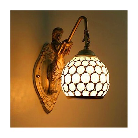 Applique da parete moderna cromata in vetro e resina, 1 lampadina E26/E27, 5 W