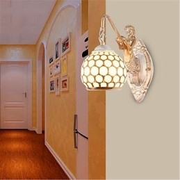 Applique da parete moderna cromata in vetro e resina, 1 lampadina E26/E27, 5 W