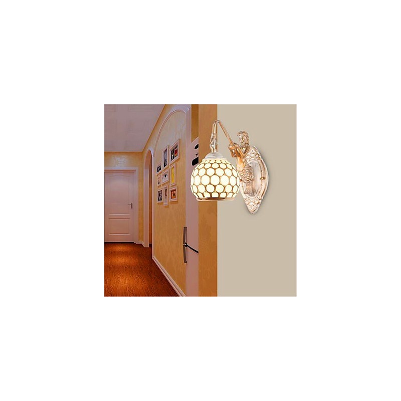 Applique da parete moderna cromata in vetro e resina, 1 lampadina E26/E27, 5 W