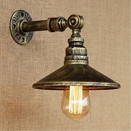 Applique da parete industriale con tubo dell'acqua, bronzo, E27, 40 W