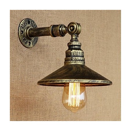 Applique da parete industriale con tubo dell'acqua, bronzo, E27, 40 W