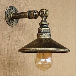 Applique da parete industriale con tubo dell'acqua, bronzo, E27, 40 W