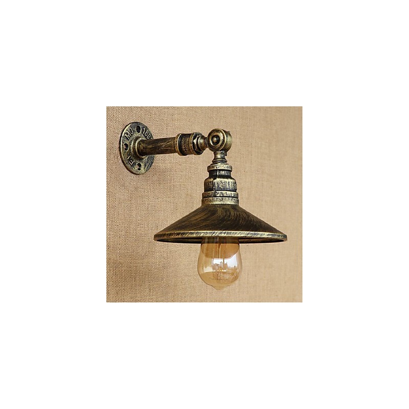 Applique da parete industriale con tubo dell'acqua, bronzo, E27, 40 W