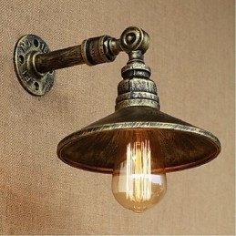 Applique da parete industriale con tubo dell'acqua, bronzo, E27, 40 W