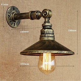Applique da parete industriale con tubo dell'acqua, bronzo, E27, 40 W