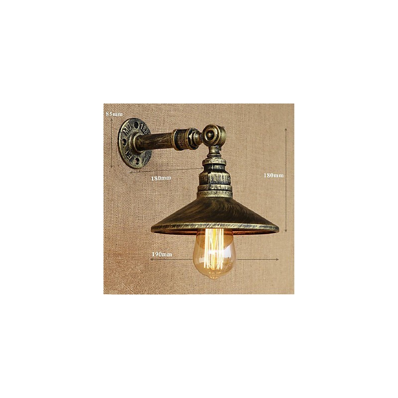 Applique da parete industriale con tubo dell'acqua, bronzo, E27, 40 W