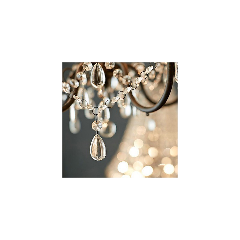 Lampadario decorativo in cristallo stile country 1 livello, catena regolabile