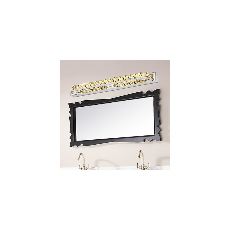 Applique da bagno lunga a specchio in metallo e cristallo LED 18W 68 cm