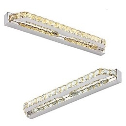 Applique da bagno lunga a specchio in metallo e cristallo LED 18W 68 cm