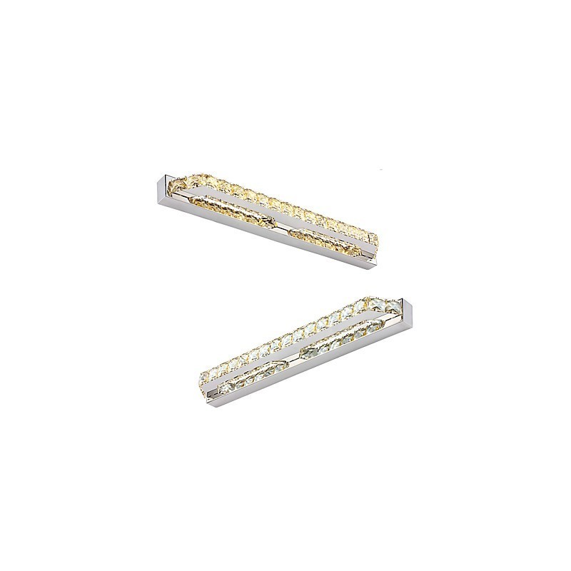 Applique da bagno lunga a specchio in metallo e cristallo LED 18W 68 cm