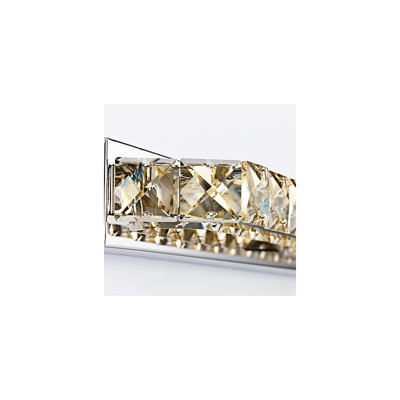Applique da bagno lunga a specchio in metallo e cristallo LED 18W 68 cm