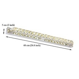 Applique da bagno lunga a specchio in metallo e cristallo LED 18W 68 cm