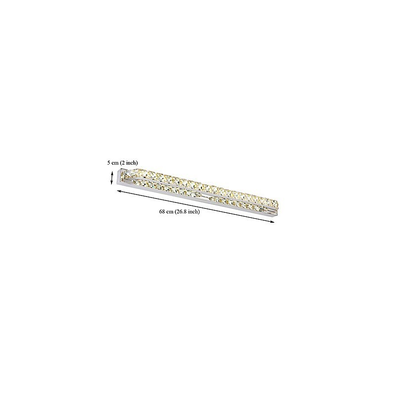 Applique da bagno lunga a specchio in metallo e cristallo LED 18W 68 cm