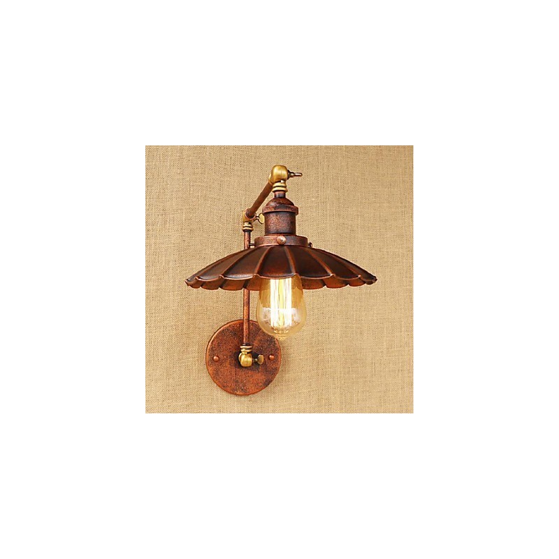 Applique da parete retrattile pieghevole retrò con braccio lungo, ottone antico