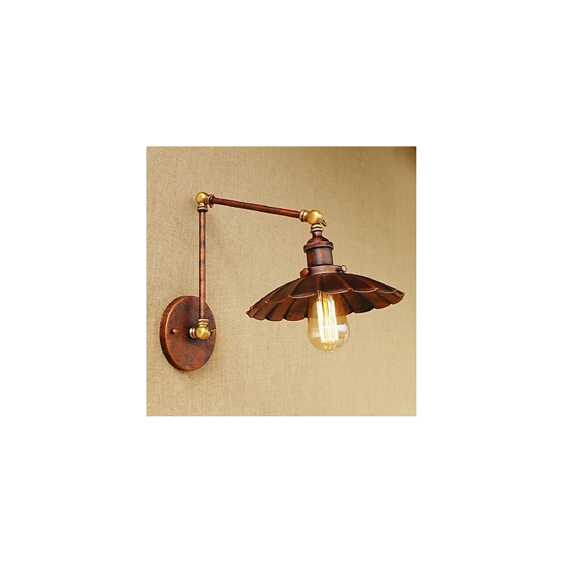 Applique da parete retrattile pieghevole retrò con braccio lungo, ottone antico