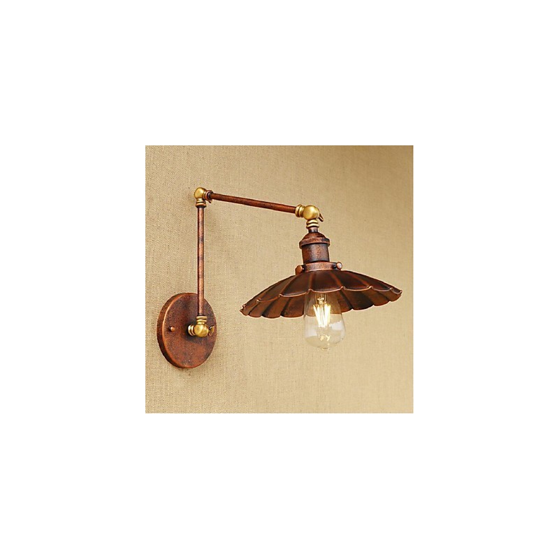 Applique da parete retrattile pieghevole retrò con braccio lungo, ottone antico