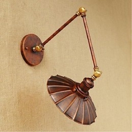 Applique da parete retrattile pieghevole retrò con braccio lungo, ottone antico
