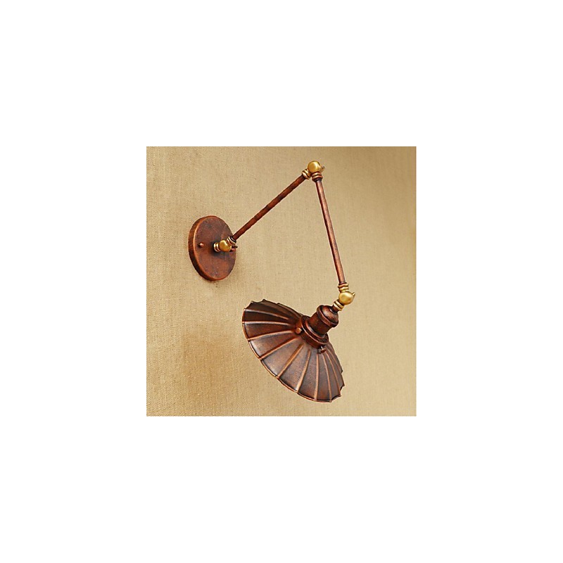Applique da parete retrattile pieghevole retrò con braccio lungo, ottone antico