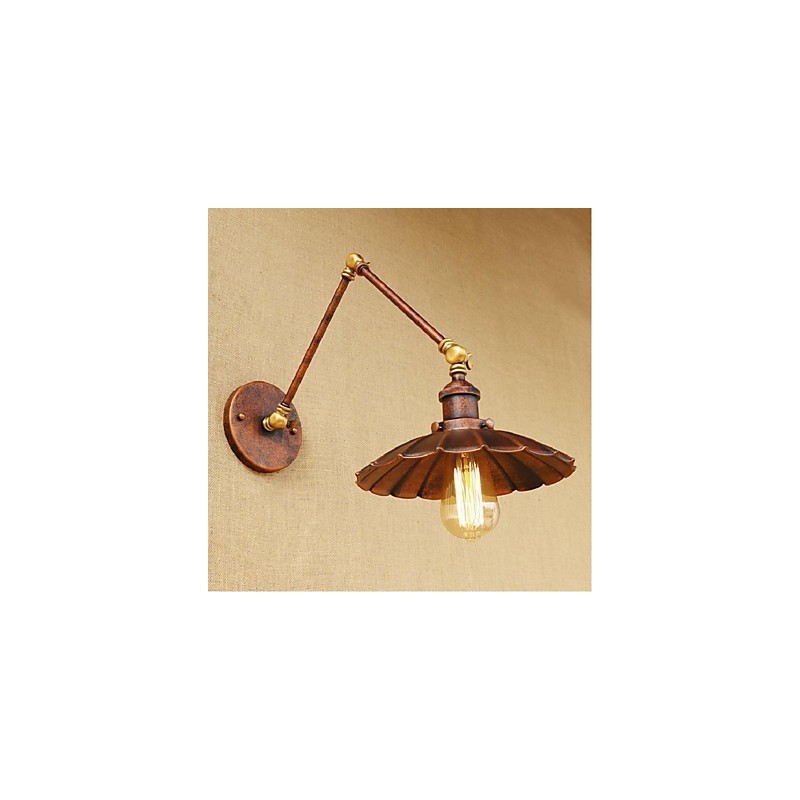 Applique da parete retrattile pieghevole retrò con braccio lungo, ottone antico