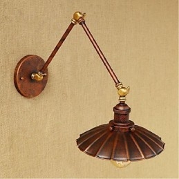 Applique da parete retrattile pieghevole retrò con braccio lungo, ottone antico