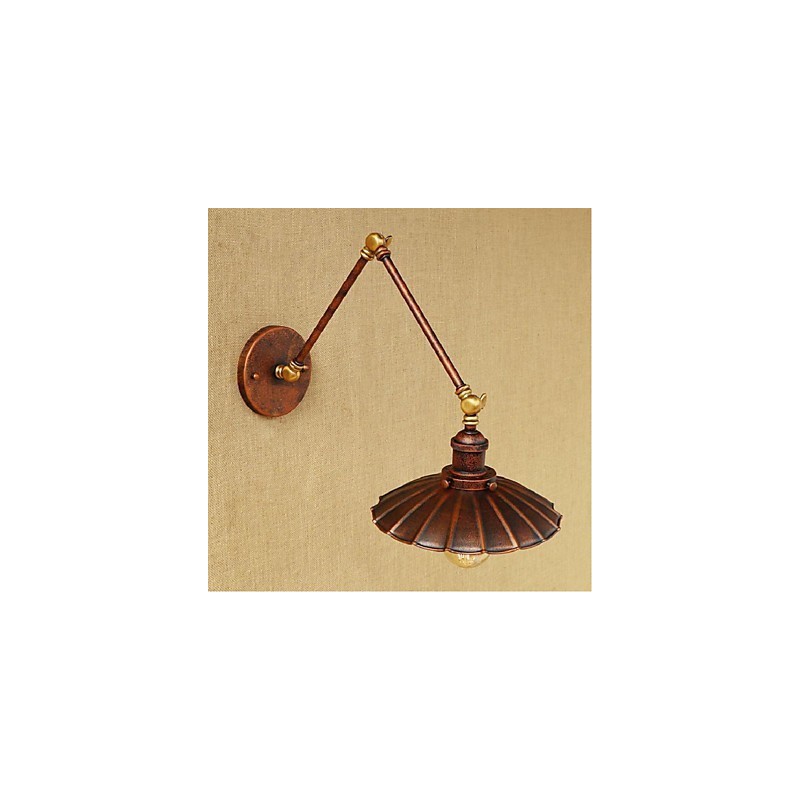 Applique da parete retrattile pieghevole retrò con braccio lungo, ottone antico