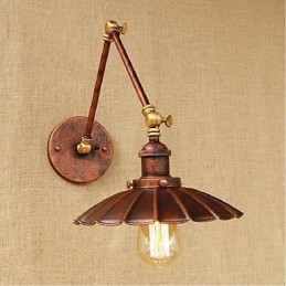 Applique da parete retrattile pieghevole retrò con braccio lungo, ottone antico