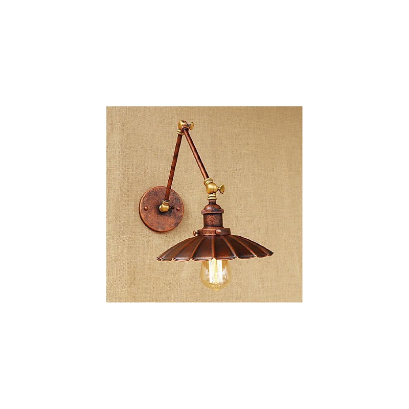 Applique da parete retrattile pieghevole retrò con braccio lungo, ottone antico