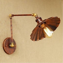 Applique da parete retrattile pieghevole retrò con braccio lungo, ottone antico