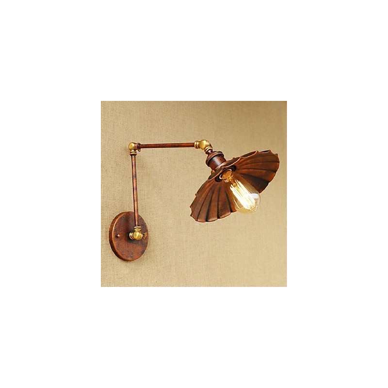 Applique da parete retrattile pieghevole retrò con braccio lungo, ottone antico
