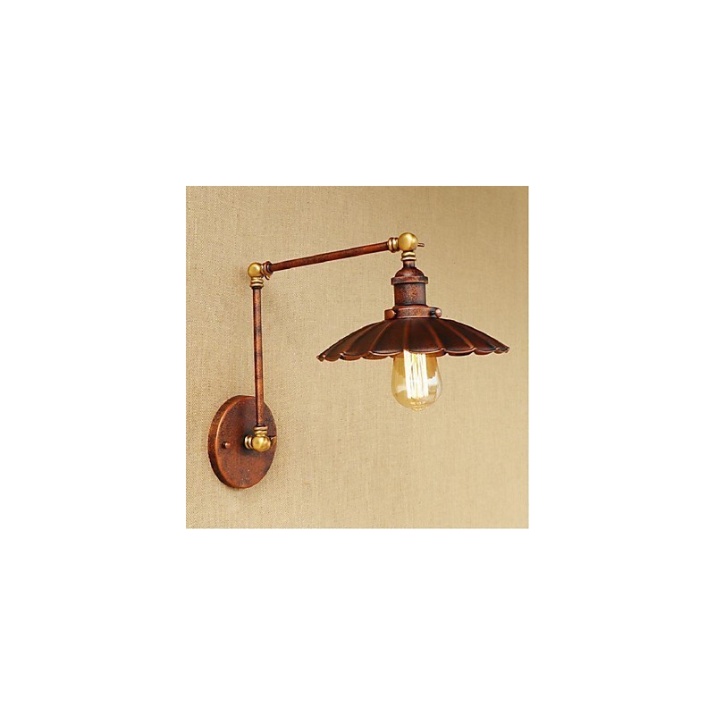 Applique da parete retrattile pieghevole retrò con braccio lungo, ottone antico