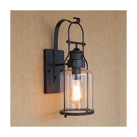 Applique da parete rustica retrò in ossido nero con luce ambientale
