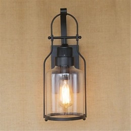 Applique da parete rustica retrò in ossido nero con luce ambientale